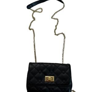 Mossimo Black Quilted Faux Leather Crossbody Bag size 4.5” x 7”